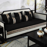 Sofa Cover Velvet Embroidered & Cushion Covers Black