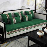 Sofa Cover Velvet Embroidered & Cushion Covers Green