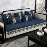 Sofa Cover Velvet Embroidered & Cushion Covers Navy