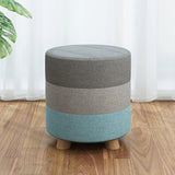 1 Seater Round 3 shaded wooden stool (Grey, Blue)