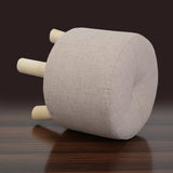 1 seater Wooden Stool Round Quilted Beige