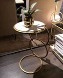 Gold Modern Iron Metal Side Table With Marble Top, For Home