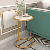 Mirror Round Side Table C Shaped Marble End Table Coffee Table for Living Room Bedroom Small Spaces Office