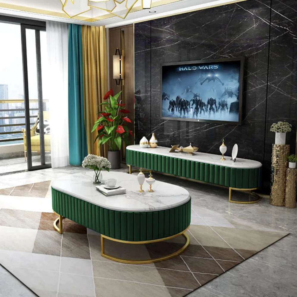 Green Sides Creative Style Luxury Center Table & TV Combination Complete Living Room Floor Furniture Simple Modern Tea Table