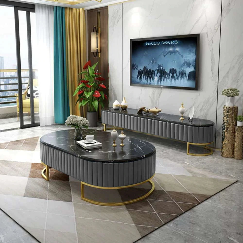 Grey side Creative Style Luxury Center Table & TV Combination Complete Living Room Floor Furniture Simple Modern Tea Table