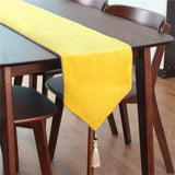 Luxury Velvet Plain Table Runner set - Yellow