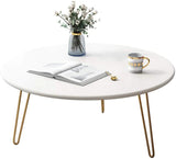 White Table Round Table With Gold Metal Legs