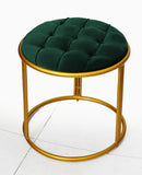 Luxury Velvet Round Stool With Steel Stand teal