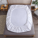 3 Pcs White Plain Fitted Sheet with Pillow covers King size