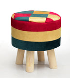 1 seater Wooden stool round shape checked